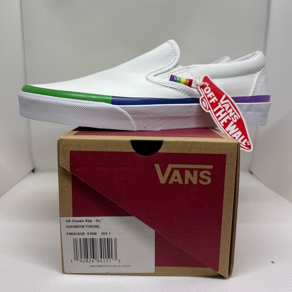 Brand New Vans UA Classic Slip-On Rainbow Foxing White - Picture 2 of 5